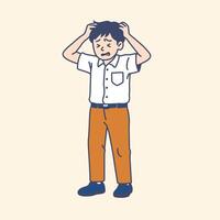 Stressed Student Holding Head in Frustration vector
