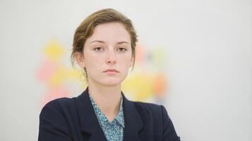 Woman in Blazer Portrait with Colored Background photo