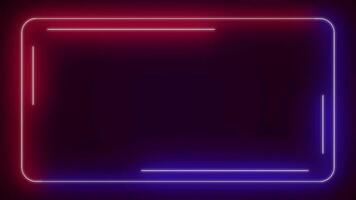 Neon neon square frame on black background video