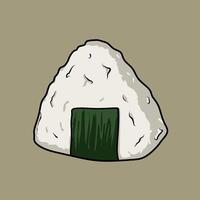 Japanese onigiri rice ball illustration in simple outline shading style with hand-drawn detailing vector