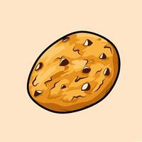Chocolate chip cookie illustration in cartoon style, ideal for snack visuals and food related designs vector