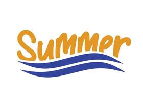 Handdrawn retro Summer lettering typography with water wave decorative element. Simple vintage text illustration, suitable for summer event, summer background and decoration element. vector