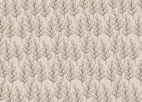 Seamless minimal leaf pattern with organic oval brown leaves on beige background for eco fabric print wallpaper and natural packaging design vector