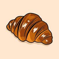 Croissant icon in glossy cartoon illustration style, perfect for bakery menus or breakfast visuals vector