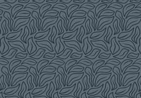 Seamless leaf pattern with simple line art style on dark grey background for elegant nature design vector
