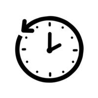 Simple time reset clock icon graphic element line style, Great for representing time management, scheduling, or reminders. vector