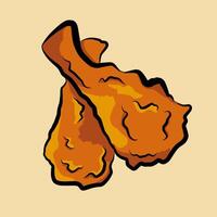 Fried chicken drumstick illustration in cartoon style, great for fast food designs and menu visuals vector