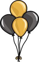 Elegant gold and black balloon elements with shading for luxury party or celebration design vector