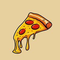 Delicious cartoon style pizza with tasty melty cheese and detailed shading for food design vector
