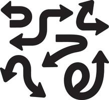 Collection of diverse black curved and winding arrows on a white background vector
