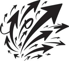Collection of black arrows pointing in different directions on a white background vector