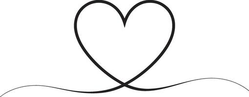 Simple black heart shape with a flowing line underneath on white background vector