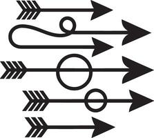 Collection of five black arrows pointing right with different designs on a white background vector