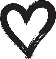 Black hand drawn heart shape with brush strokes on white background vector