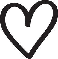 Simple black hand drawn heart shape outline on a white background vector