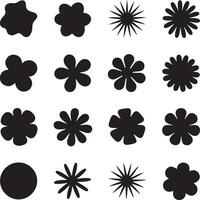 Collection of black flower shaped silhouettes and abstract organic forms vector