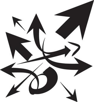 Collection of black arrows pointing in multiple directions on a white background vector