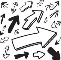 Collection of hand drawn arrows in various styles and directions on a white background vector