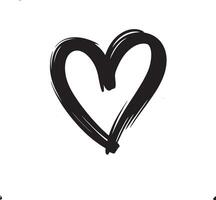 Bold black hand drawn heart shape with brush strokes on white background vector