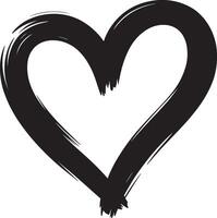 Bold black brush stroke heart shape with rough edges on white background vector