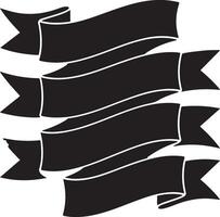 Four black ribbon banners with white outline on white background vector