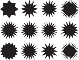 Collection of black starburst shapes on a white background vector
