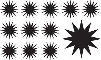Collection of black starburst shapes on a clean white background vector