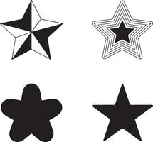 Collection of four distinct black and white star graphic designs vector