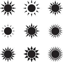 Minimal Black Sun Icon with Sharp Rays Illustration vector