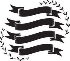 Elegant black ribbons with leafy accents on a white background vector