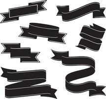 Collection of diverse black silhouette ribbon designs on a white background vector