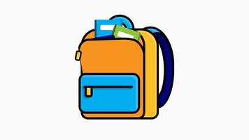 animation education icon. school. school bag or backpack with white background. smart, study, clever. isometric design style video