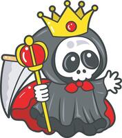 Skull wearing a crown. Angel of death cute elements. vector