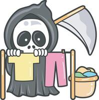 Skull dry and clean the clothes under the sun. Angel of death cute elements. vector