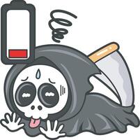 Skull was so tired. Angel of death cute elements. vector