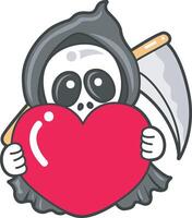 Skull bring a love sign. Angel of death cute elements. vector
