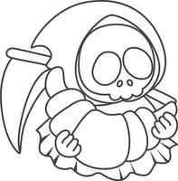 Outline of skull bring a bread. Coloring pages of cute skull. vector