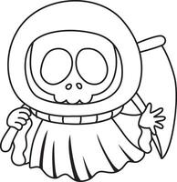 Outline of skull like an astronaut. Coloring pages of cute skull. vector