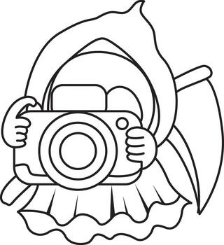 Outline of skull click the camera. Coloring pages of cute skull. vector