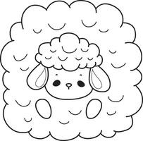 Outline of sheep so fat. Coloring pages of cute sheep. vector