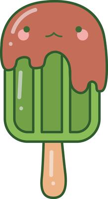 Ice cream of green tea matcha. Cute icon of Matcha.