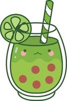 Boba tea of green tea matcha. Cute icon of Matcha. vector