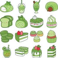 Variation of green tea matcha. Cute icon of Matcha. vector