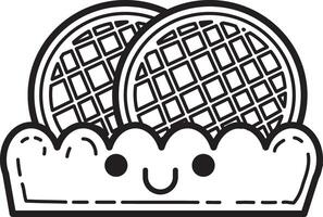 Outline of waffle in the packaging. Coloring pages of fast food items illustration. vector