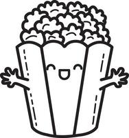 Outline of popcorn. Coloring pages of fast food items illustration. vector