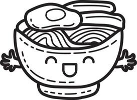 Outline of ramen. Coloring pages of fast food items illustration. vector
