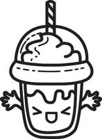 Outline of milkshake. Coloring pages of fast food items illustration. vector