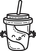 Outline of soft drink. Coloring pages of fast food items illustration. vector