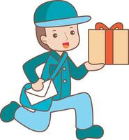 A delivery man running to go to the buyer house. vector