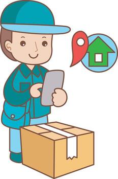A delivery man check the location with maps. vector